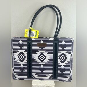 Wrangler Ladies Southwestern Pattern Dual Sided Print Canvas Black WideTote Bag